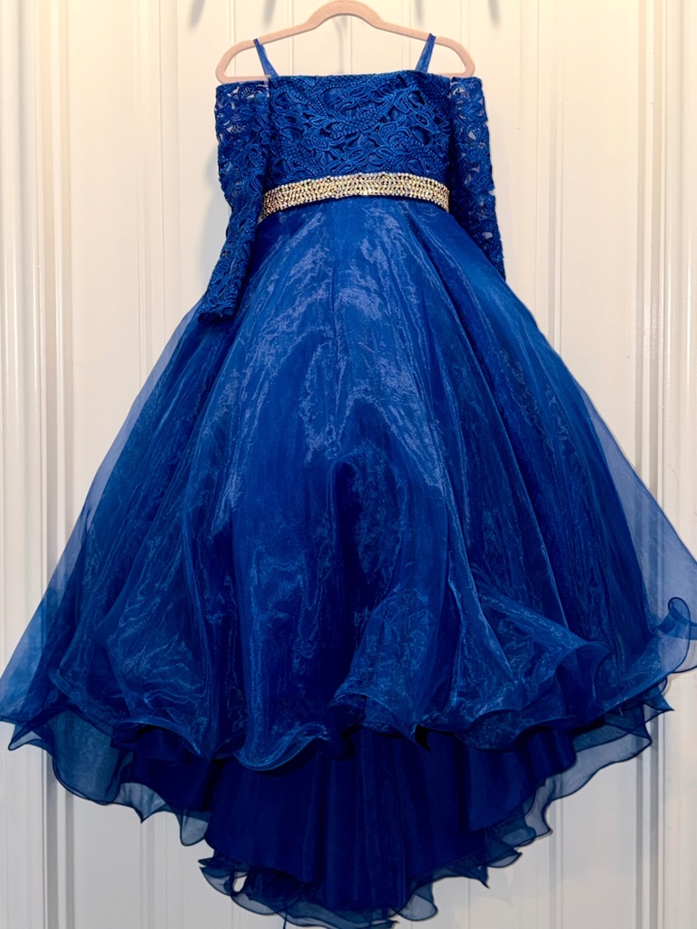 Dandanli Girls Size 2 Royal Blue Pageant Dress with Train